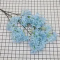 Artificial light blue cherry blossom branch for wedding decor and home photography props - Blue