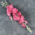 Vibrant pink faux delphinium flower stem with lifelike petals for wedding decor - Rose Red