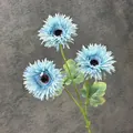 Three-head artificial hibiscus flower in light blue for home and interior decoration - Blue