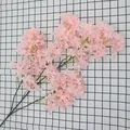 Delicate pink artificial cherry blossom spray with multiple silk flower branches - Pink