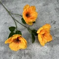Einzelstiel künstliche Hibiskus-Seidenblume mit drei orangefarbenen Blütenköpfen und Blättern - Orange