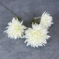 Three-head artificial cream chrysanthemum silk flower branch for home decoration - Multi Head Single Stem / White