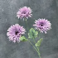 Gerbera artificiale viola a 3 teste con foglie verdi per decorazione d'interni - Viola