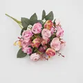 Artificial 21-head diamond rose bouquet in pink and yellow shades for home decor - Pink