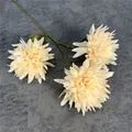 Three-headed artificial chrysanthemum silk flower in creamy white for home decor - Multi Head Single Stem / Champagne