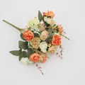 Artificial 21-head diamond rose bouquet in orange and champagne tones on white background - Orange
