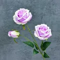Mazzo di rose artificiali viola a 3 teste per decorazioni per la casa e matrimoni - Viola