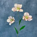 Dreiköpfiger künstlicher Tulpenzweig in Vintage-Rosa mit realistischen Seidenblättern - Hellkaffee