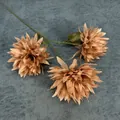 Three-headed caramel brown silk chrysanthemum branch for home decor photography - Multi Head Single Stem / Coffee
