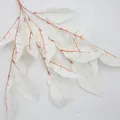 Artificial white pomelo leaf spray with red stems for elegant floral home decoration - White
