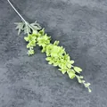 Single green artificial Delphinium flower spray with flocking texture for home decor - Light Green