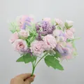 Handheld artificial rose and hydrangea bouquet in pink and purple for wedding decoration - Purple Rose Hydrangea