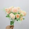 Artificial champagne bouquet with roses and hydrangeas held against a grey background - Pink Rose Hydrangea