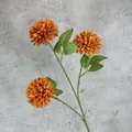 Artificial 3-head pompon chrysanthemum flower in vintage orange for home wedding decor - Autumn Orange