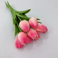 Ramo de tulipanes de PU en rosa degradado con textura realista para el hogar - Rosa