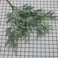 Artificial 5-fork willow leaf branch in grey-green for home and hotel floral decoration - Grey Green