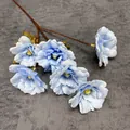 Kunstmatige blauwe pioenen tak met 6 bloemen voor bruiloft en huisdecoratie - Lichtblauw