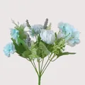 Artificial bouquet with light blue and white roses, peonies, and lush greenery - Blue Peony Hydrangea