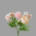 Artificial bouquet with pink carnations and champagne roses on a grey background - Pink Peony Hydrangea