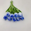 Ramo de 10 tulipanes artificiales de PU con pétalos degradados en azul y blanco - Degradado Azul Púrpura