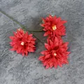 Künstliche Dahlie mit drei roten Blüten und grünem Stiel für Heimdekoration - Rot