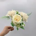 Artificial cream peony and light yellow rose bouquet for home decoration - Champagne