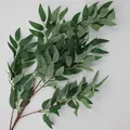 Artificial willow leaf stem with realistic deep green foliage for home floral decor - Green