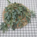 Artificial peanut leaf stem with dusty green leaves and small white berries - Grey Green