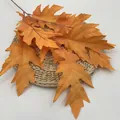 Artificial orange oak leaves bouquet for autumn wedding decor and floral arrangements - Dark Orange