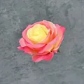 Testa di rosa artificiale in sfumatura rosa e gialla per decorazione di nozze - Champagne Rosa Acceso