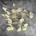 Artificial cream-colored bodhi leaf branch with realistic veins and small berries - Champagne
