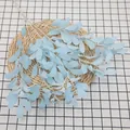 Light blue faux peanut leaf branch with matte finish for stylish home decor - Light Blue