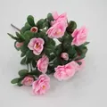 Ramo artificial de rododendros rosas con 21 flores para decoración del hogar - Rosa