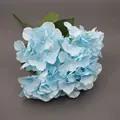 Sky blue artificial hydrangea bouquet with realistic green leaves on grey background - Light Blue Without Leaves
