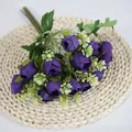 Artificial mini purple tea rose bouquet for home decoration and wedding floral arrangement - Violet Blue