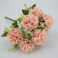 Bouquet di 7 fiori di dalia artificiali rosa chiaro con petali di seta a più strati - Champagne Rosa