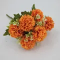 Bouquet di calendula artificiale arancione vivace con foglie verdi per matrimonio - Arancione