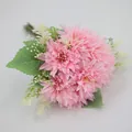 Artificial pink daisy bouquet with realistic green leaves for home decor and wedding - Pink