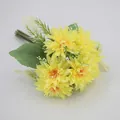 Artificial yellow African daisy bundle for home decor with realistic green leaves - Yellow