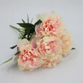 Bouquet di peonie artificiali a 5 teste in rosa e crema per decorazioni da matrimonio - Champagne Rosa
