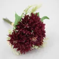 Artificial deep red African daisy bouquet with green leaves and white accent flowers - Dark Red