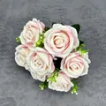 Bouquet de 7 roses artificielles en dégradé rose et crème pour décor de mariage - Rose Ronde à 7 Têtes - Rose Pâle
