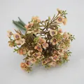 Artificial hydrangea bouquet in light orange with purple textured centers for home decor - Autumn Champagne