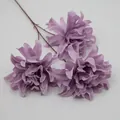 Dalia artificial de tres cabezas color púrpura claro con pétalos de seda para bodas - Gris Púrpura