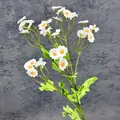 Künstliche weiße Gänseblümchen mit gelber Mitte und grünen Stielen auf dunklem Grund - Weiß