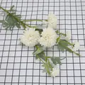 6-head white artificial dandelion bouquet with silk ball flowers for home floral decor - White