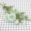 Pale green artificial 6-head dandelion onion ball chrysanthemum bouquet for home decor - Pale Blue