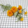 Artificial 6-head yellow dandelion ball silk flower bunch on black and white grid - Orange