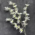 Artificial white lily bouquet with green-yellow centers on dark textured background - White