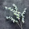 Artificial light blue lily flower branch with multiple heads for home decor and weddings - Light Blue